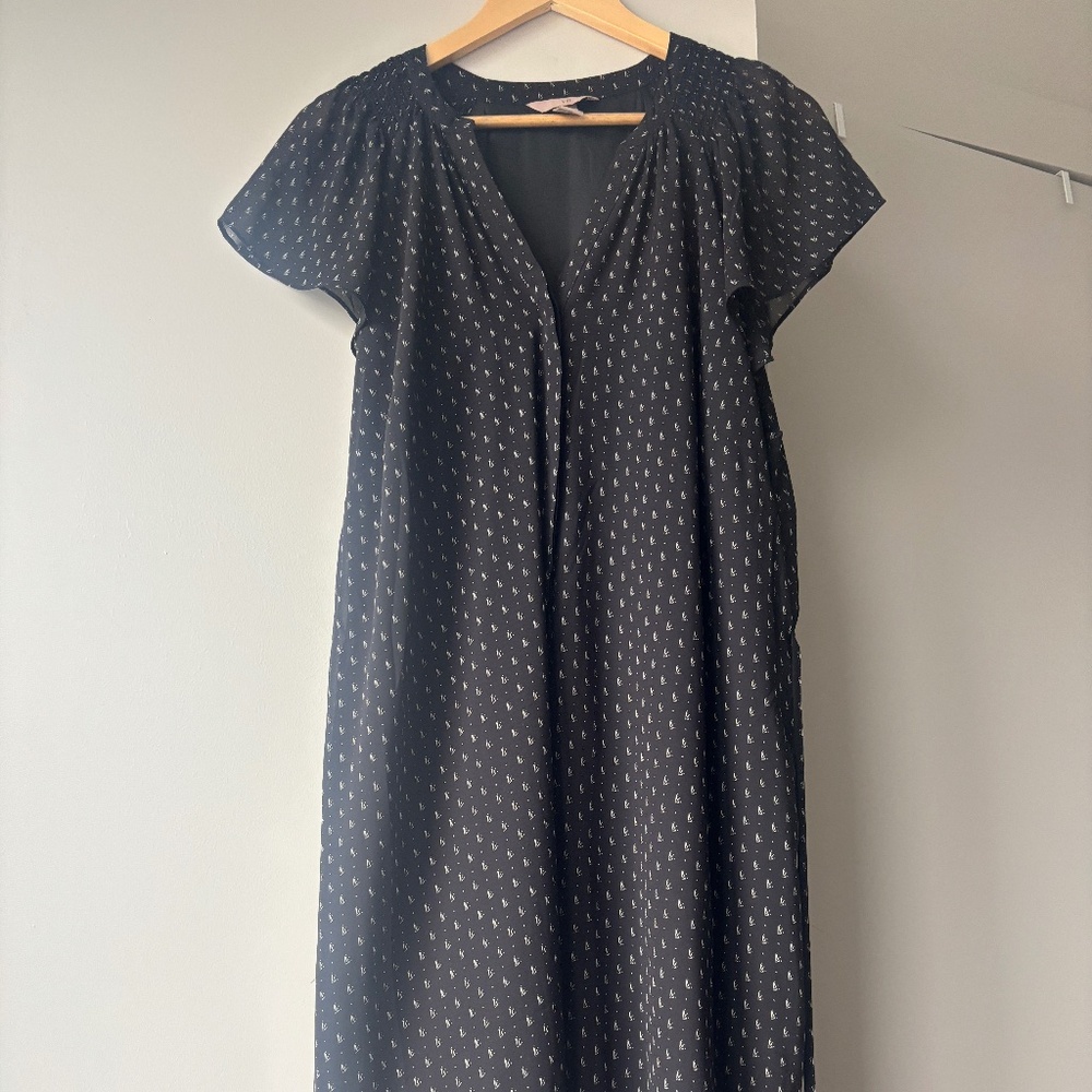 H&M Patterned Work Dress with Waist Tie